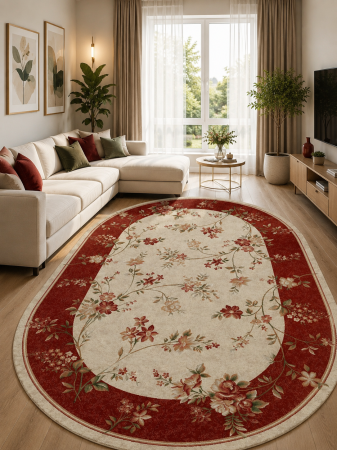 Clasice & Elegante - Covor Lotos 551-120 crem rosu design clasic cu motive florale