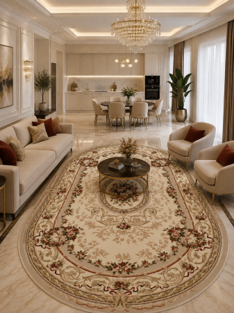 Clasice & Elegante - Covor oval Lotos 568-100 crem design modern