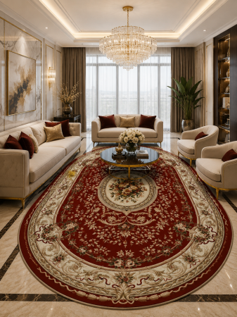 Living & Dormitor - Covor oval Lotos 568-210 grena rosu clasic oriental polipropilena friese