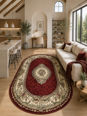 Covoare clasice - Covor oval Lotos 571-210 rosu design clasic motive orientale