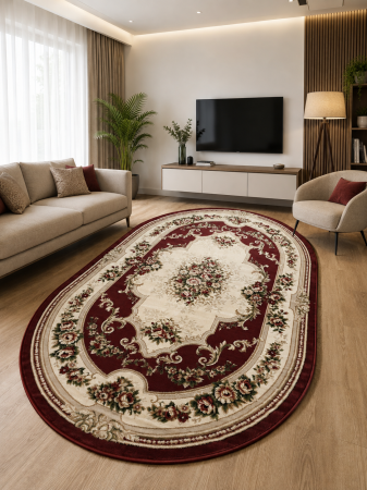 Stil și Tematică - Covor oval Lotos 574-210 rosu grena design clasic oriental