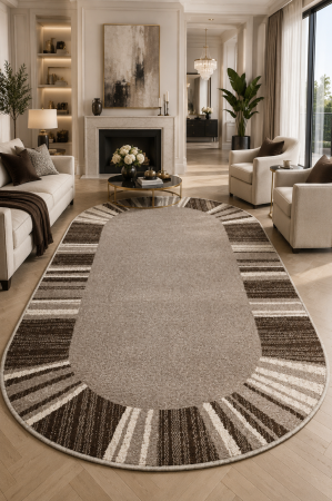 Covoare living - Covor Oval Model Mira 24070‑120, Maro, Inaltime Fir 6,5 mm, Antialergic, Polipropilena, Living, Dormitor, Sufragerie, Birou