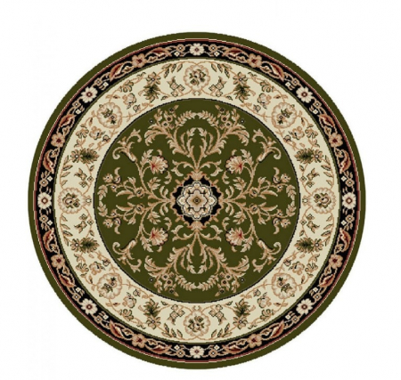 Covoare - Covor Rotund Model Lotos 523-310, Verde, Inaltime Fir 8 mm, Antialergic, Polipropilena, Living, Dormitor, Sufragerie, Birou