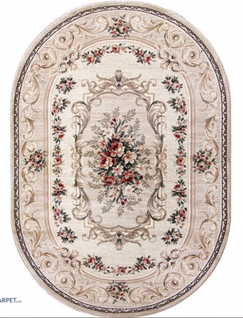 Alege după - Covor Oval Model Lotos 535-106, Bej, Crem, Inaltime Fir 8 mm, Antialergic, Polipropilena, Living, Dormitor, Sufragerie, Birou