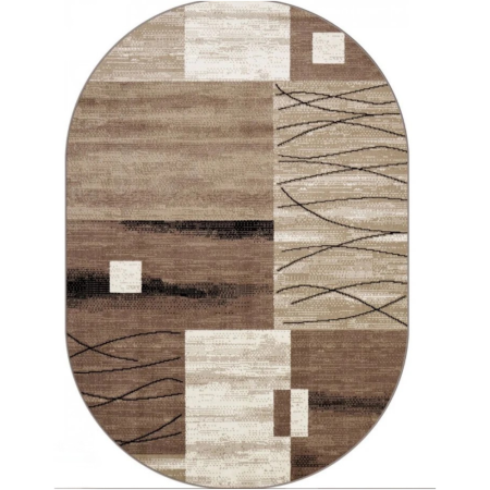 Covoare - Covor Oval Model Luna 1805-12, Maro, Inaltime Fir 6 mm, Antialergic, Polipropilena, Living, Dormitor, Sufragerie, Birou