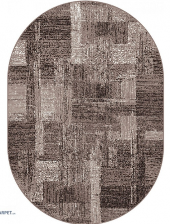 Covoare - Covor Oval Model Mira 24007‑120, Maro, Inaltime Fir 6,5 mm, Antialergic, Polipropilena, Living, Dormitor, Sufragerie, Birou