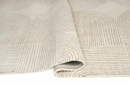 Covor Premium Handmade, India, Model DYWAN ORNATE BEIGE, Crem, Lana, Lucrat Manual, Living, Dormitor, Sufragerie, Birou [2]