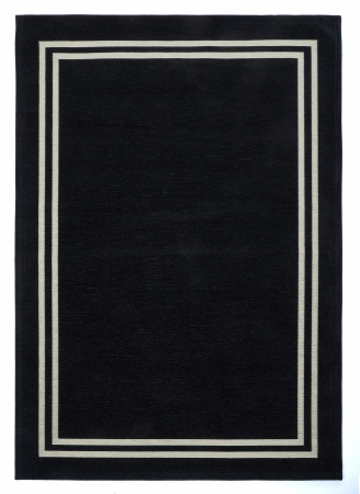 Covoare premium - Covor Premium Model DYWAN FORM DARK, Negru, Crem, Tesatura Plata, Poliester, Bumbac, Antiderapant, Antialergic, Living, Dormitor, Sufragerie, Birou