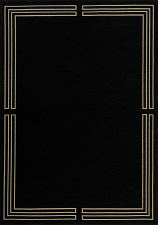 Covoare premium - Covor Premium Model DYWAN ROYAL BLACK, Negru, Bej, Tesatura Plata, Poliester, Bumbac, Antiderapant, Antialergic, Living, Dormitor, Sufragerie, Birou