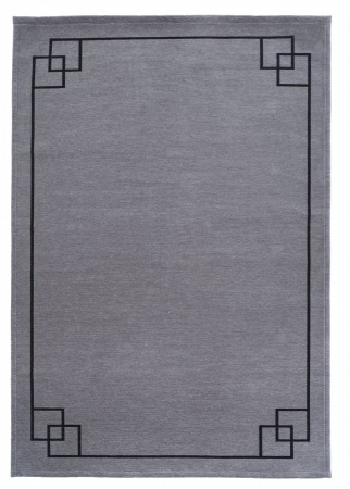 Covoare premium - Covor Premium Model DYWAN SOHO GRAY, Gri, Negru, Tesatura Plata, Poliester, Bumbac, Antiderapant, Antialergic, Living, Dormitor, Sufragerie, Birou