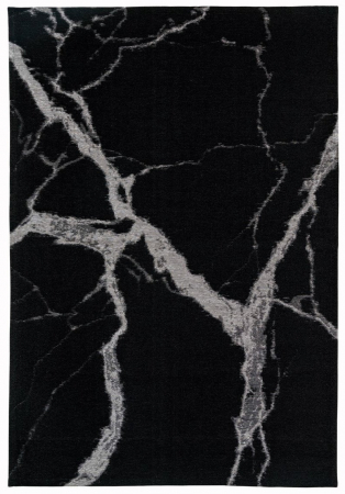 Covoare living - Covor Premium Model DYWAN STATUARIO BLACK, Negru, Gri, Tesatura Plata, Poliester, Bumbac, Antiderapant, Antialergic, Living, Dormitor, Sufragerie, Birou
