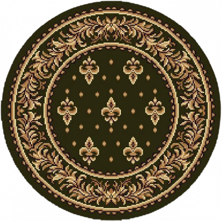Covoare clasice - Covor Rotund Model Bisericesc Lotos 15033-310, Crini Imperiali, Verde, Inaltime Fir 8 mm, Antialergic, Polipropilena, Manastire, Biserica, Altar, Naos, Pronaos, Capela