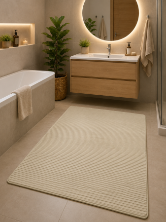 Covorase baie - Covoras Antiderapant Universal FIBRA 60 X 90cm, Poliester, Ivory