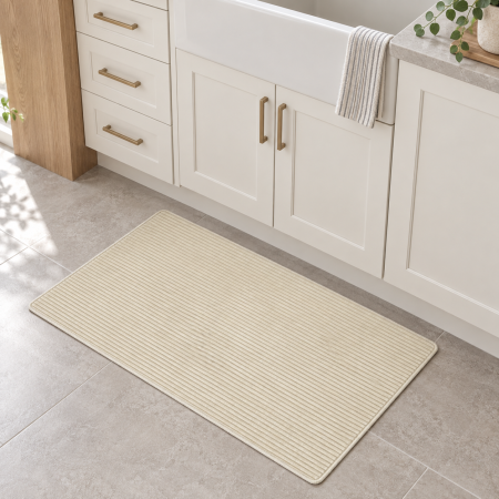 Baie - Covoras Antiderapant Universal FIBRA 60 X 90cm, Poliester, Ivory