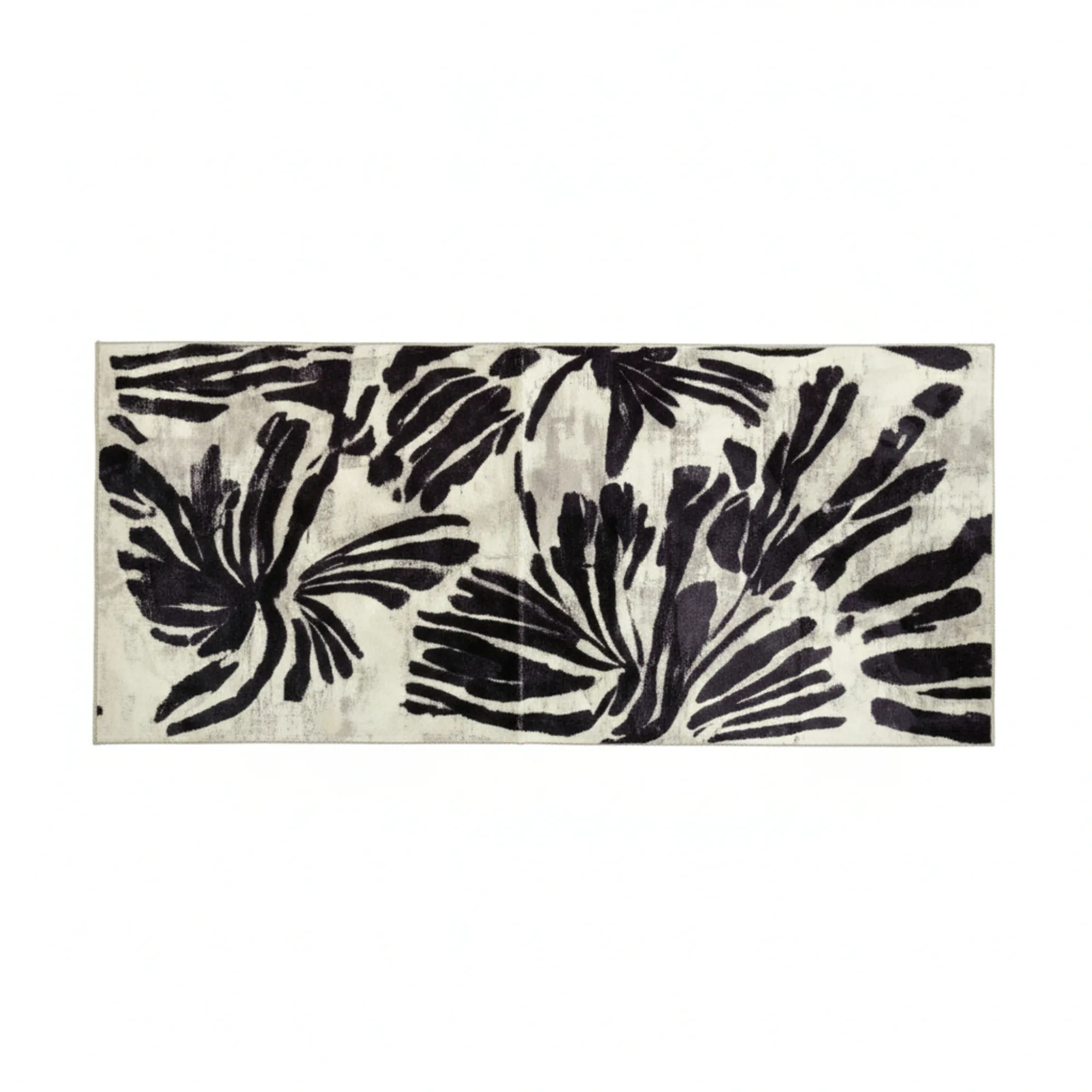 Covoraș Universal Antiderapant Plush Floral, Bej și Mov, Mărime 60 × 90 cm, Poliester, Grosime Totală 5 mm [1]