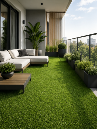 Gazon artificial - Gazon Artificial, Lungime Fir 15 mm, Verde, Imitatie Gazon Natural, Antialergic, Polipropilena, Curte, Terasa, Balcon, Piscina, Loc de Joaca, Gradinita