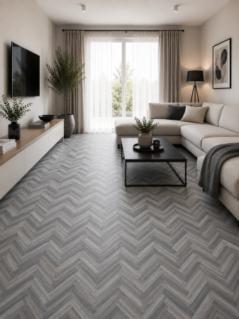 Linoleum - Linoleum Rezidential Antiderapant Clasa 21, Belgia, Model Venice 961M, Suport Spuma, Grosime 2.3 mm, Imitatie Parchet, Crem, Bej, Gri, PVC