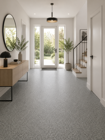 Linoleum - Linoleum Rezidential Clasa 21, Model Sare si Piper, Suport Pasla, Grosime 2.5 mm, Pistrui, Gri, PVC