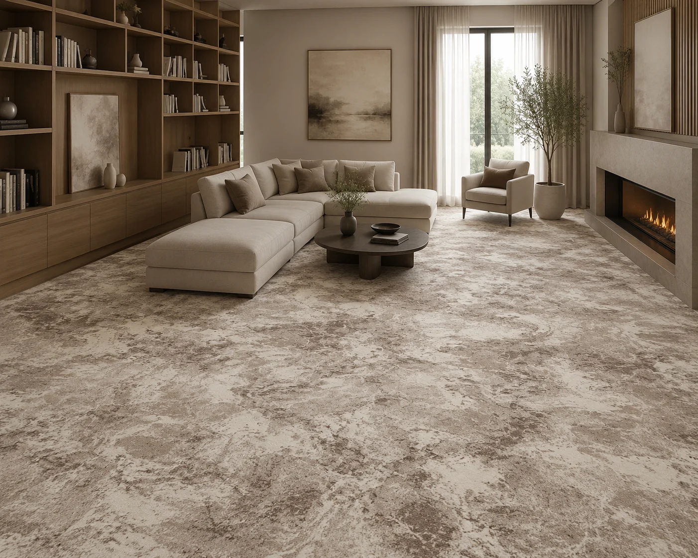 Traversa Model ITEA 42006-102, Crem Bej, Inaltime Fir 10 mm, Abstract Modern, Polipropilena Frieze [7]