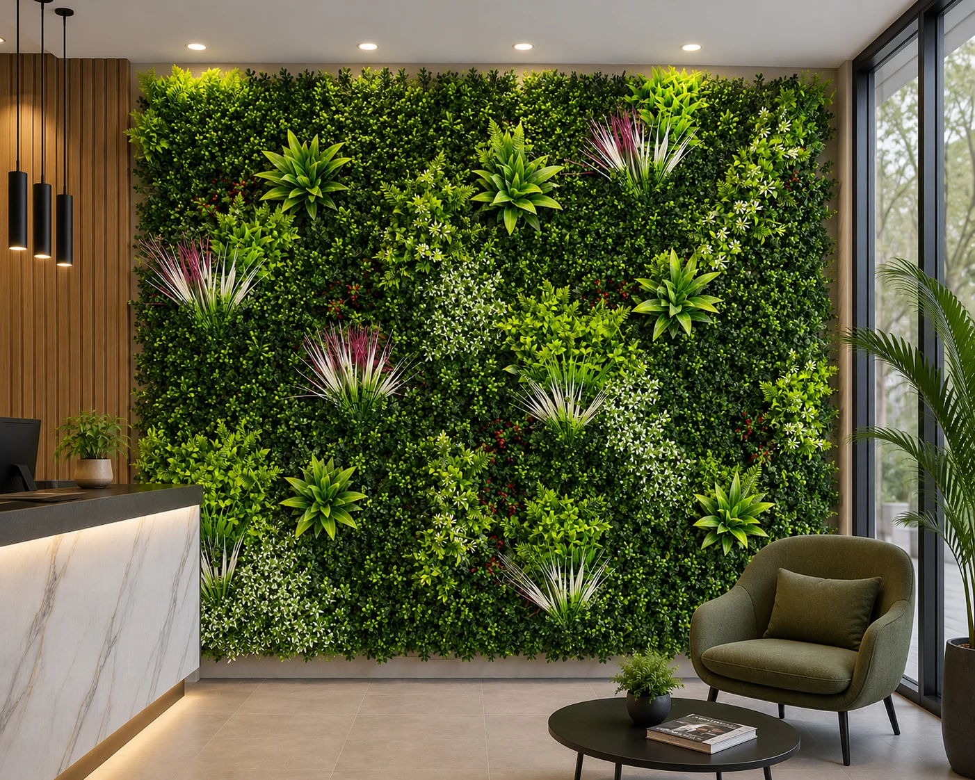 Gazon artificial - PANOU DECORATIV PLANTE ARTIFICIALE 100 X 100 cm Model BELLIN B017