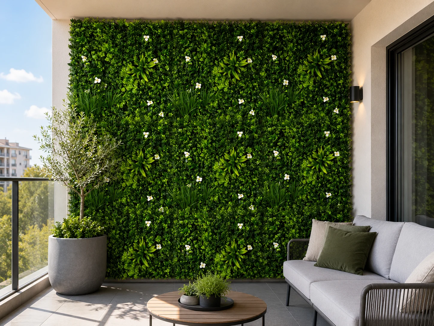 Gazon artificial - PANOU DECORATIV PLANTE ARTIFICIALE 100 X 100 cm Model BELLIN B018