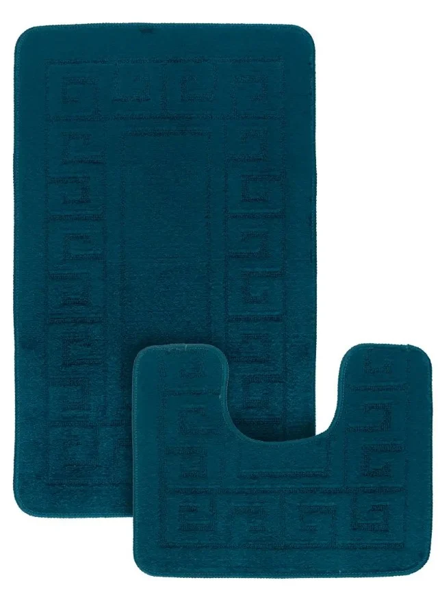 Baie - Set 2 Covorase Baie Model Ethnic 25495 Marimi 60 x 100 / 50 x 60 cm, Turcoaz, Antiderapant, Antialergic, Polipropilena