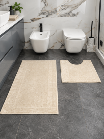 Covorase baie - Set 2 Covorase Baie Joy, Ivory, Antiderapant, Antialergic, Poliester