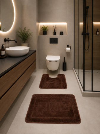 Set 2 Covorase Baie Model Maritime 2518, Marimi 60 x 100 / 50 x 60 cm, Maro, Antiderapant, Antialergic, Polipropilena [8]
