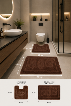 Set 2 Covorase Baie Model Maritime 2518, Marimi 60 x 100 / 50 x 60 cm, Maro, Antiderapant, Antialergic, Polipropilena [1]