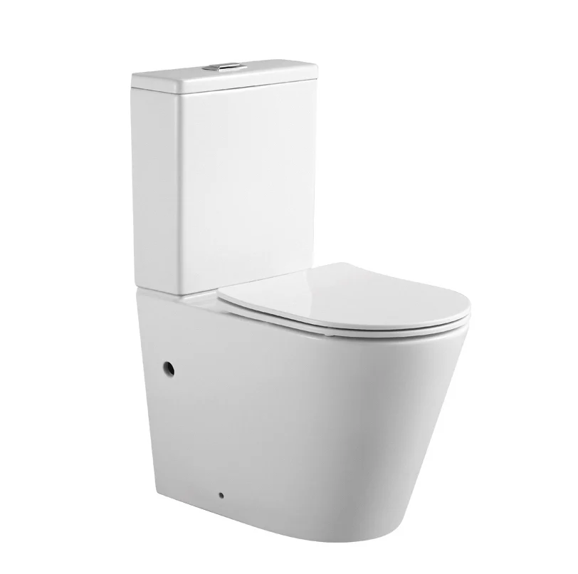 Set Vas WC Pe Pardoseala, Model LX-2904, Fara Rama, Rimless, Rezervor Apa, Iesire Orizontala P-Trap, Dimensiuni 610 x 360 x 850 mm, Alb, Ceramica, Capac cu Inchidere Lenta si Suprafata Antibacteriana [0]