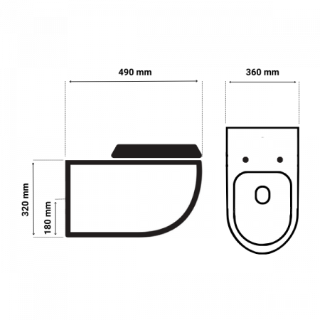Set Vas WC Suspendat, Model LX-1900, Fara Rama, Rimless, Iesire Orizontala P-Trap, Dimensiuni 490 x 360 x 320 mm, Alb, Ceramica, Capac cu Inchidere Lenta si Suprafata Antibacteriana [2]