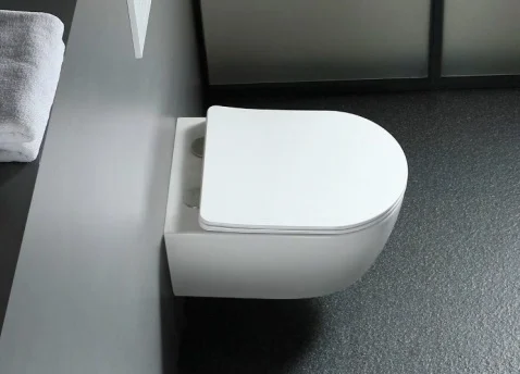 Set Vas WC Suspendat, Model LX-1106, Fara Rama, Rimless, Iesire Orizontala P-Trap, Dimensiuni 490 x 360 x 250 mm, Alb, Ceramica, Capac cu Inchidere Lenta si Suprafata Antibacteriana [1]