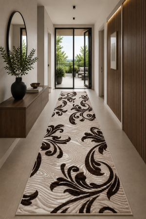 Traverse clasice - Traversa Cappuccino 16025-118 crem maro design ramuri naturale polipropilena frieze