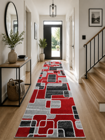 Traverse clasice - Traversa Cappuccino 16402-509 rosu gri design geometric abstract modern polipropilena frieze