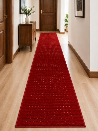 Traverse bucatarie - Traversa Festonata / Surfilata Premium, Greceasca, Model Stanford Blue Sugar, Tesatura Plata, Gri, Antiderapant, Antialergic, Polipropilena, Bucatarie, Sufragerie, Terasa, Living, Dormitor, Coridor, Hol