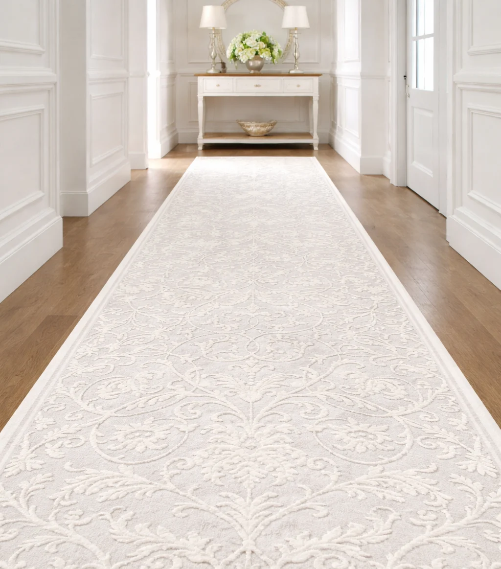 Traverse dormitor - Traversa Model ITEA 42001-101, Ivory, Alb, Inaltime Fir 10 mm, Abstract Modern, Polipropilena Frieze