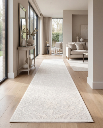 Traverse moderne - Traversa Model ITEA 42001-101, Ivory, Alb, Inaltime Fir 10 mm, Abstract Modern, Polipropilena Frieze