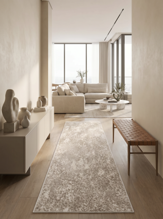 Traversa Model ITEA 42003-102, Ivory, Crem si Maro, Inaltime Fir 10 mm, Abstract Modern, Polipropilena Frieze [7]