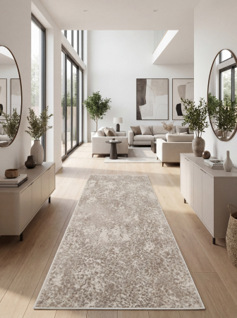 Traverse hol - Traversa Model ITEA 42003-102, Ivory, Crem si Maro, Inaltime Fir 10 mm, Abstract Modern, Polipropilena Frieze