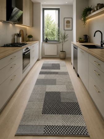 Traverse antiderapante - Traversa Flex 19645-19 crem, maro aspect sisal antiderapant 100x200cm