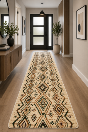 Hol - Traversa Lotos 15094-110 bej crem design oriental clasic medalion central bordura ornamentala