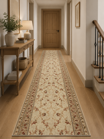 Traverse hol - Traversa Lotos 523-100 bej clasic floral trandafiri ornamente polipropilena Heat-Set Frieze