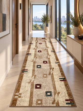 Traverse clasice - Traversa Lotos 579-110 Bej Crem cu Motive Geometrice Moderne