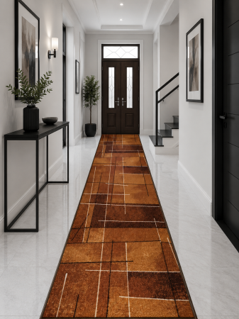 Traverse dormitor - Traversa festonata Print Doha maro geometric linii polipropilena fir buclat imprimat