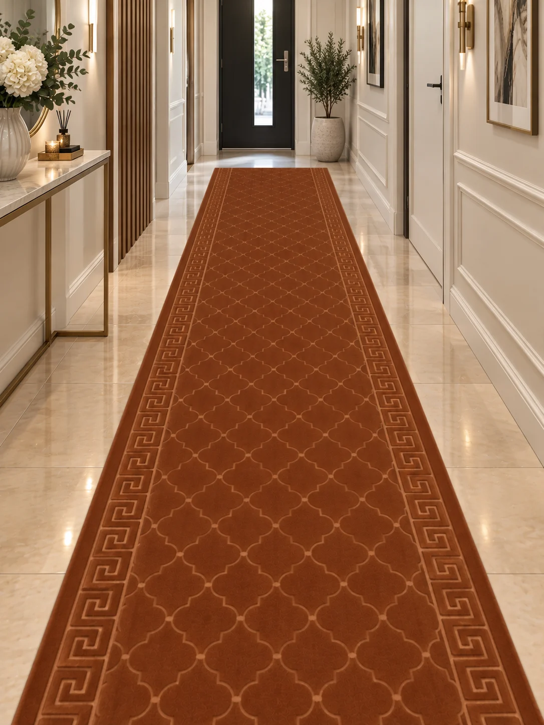 Traverse moderne - Traversa, Model Versace, Tesatura Plata, Maro, Antialergic, Polipropilena, Living, Dormitor, Coridor, Hol