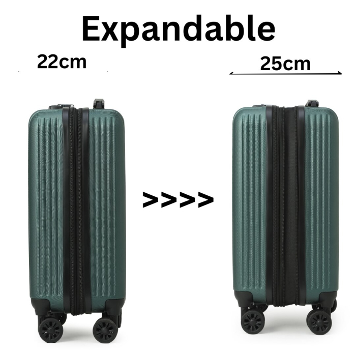 Bagaj de cabină CabinFly Cruisair 55x35x22/25 cm ABS verde – troller 48L pentru Air France, KLM și TAROM [2]