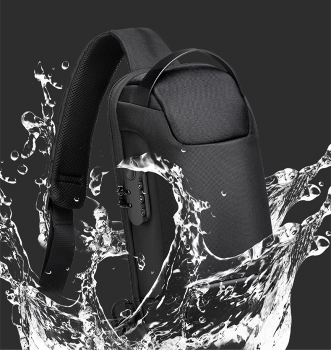 Borseta crossbody tip rucsac de umar, Tecos, antifurt, cu port încărcare USB, dimensiuni 16*9.5*33cm, negru [4]