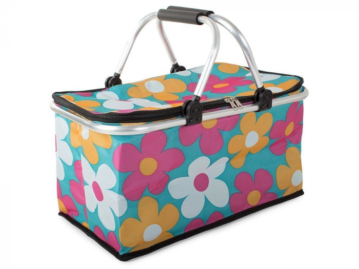 Cos de picnic termic, Tecos, pliabil, pentru cumparaturi sau depozitare la rece, dimensiuni 44x23x22cm, multicolor, ideal pentru iesiri in natura sau pastrarea alimentelor la temperatura optima [3]