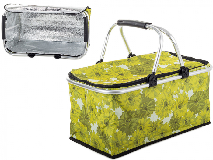 Cos de picnic termic, Tecos, pliabil, pentru cumparaturi sau depozitare la rece, dimensiuni 44x23x22cm, verde, ideal pentru iesiri in natura sau pastrarea alimentelor la temperatura optima [2]