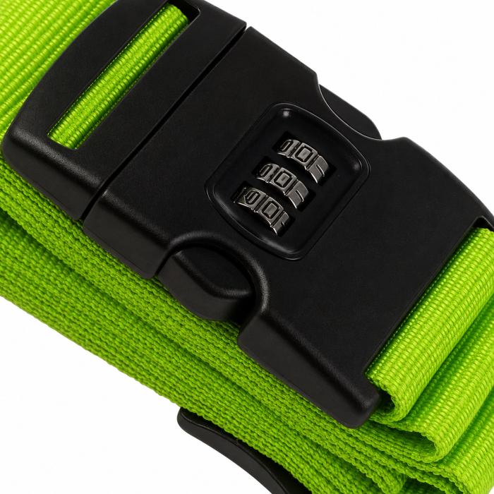 Curea de siguranță ajustabilă cu cifru Cracos® pentru troller valiză sau rucsac verde 390x5 cm [2]
